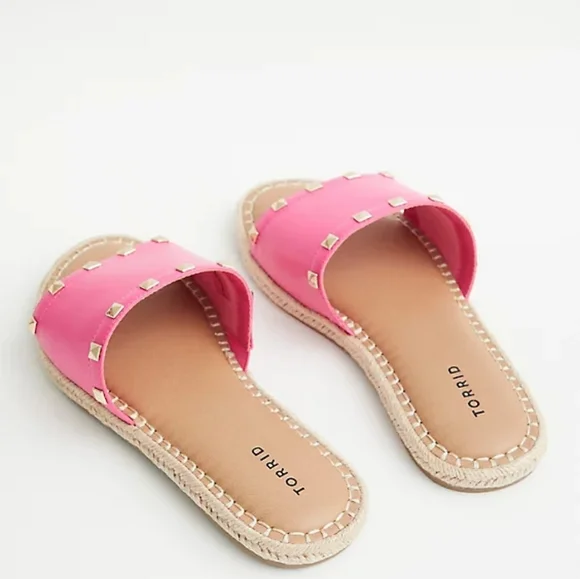 Torrid Hot Pink espadrille Slides Size 10 - Picture 3 of 8